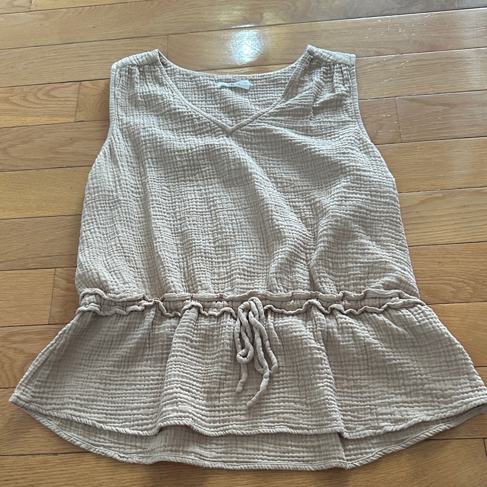 Elegant Beige Peplum Blouse